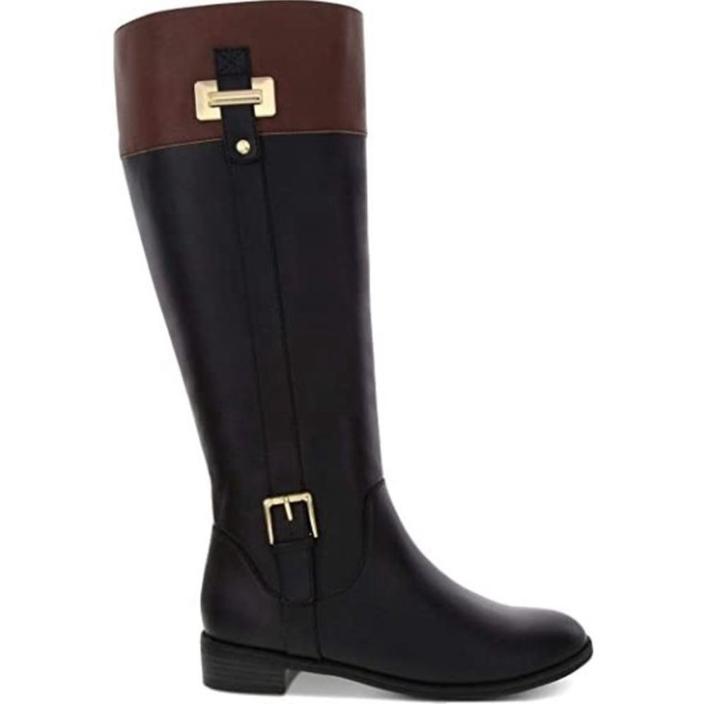 Help me find this Karen Scott Boot in Black with Cognac trim. Size 10W Wide Calf